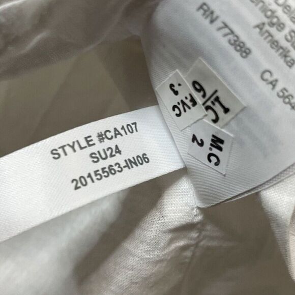 J.CREW Midi Dress Women 14 White Orange Scalloped Trim NEW Pockets Cotton CA107 - Picture 15 of 15